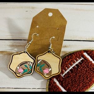 Football flower game day drop earrings